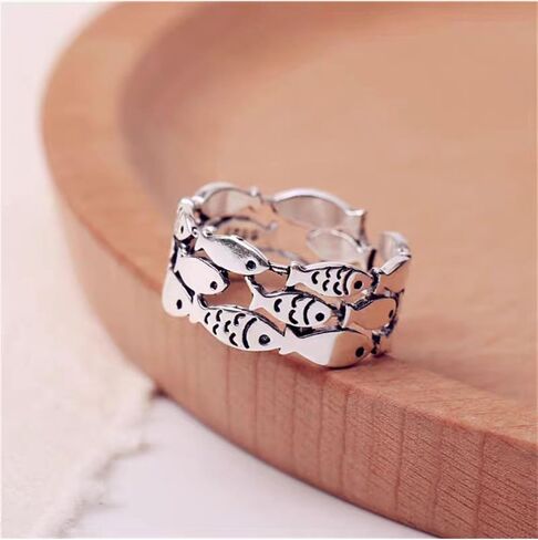 S925 STERLING SILVER SILVER RING OPN OPER RING-حلقة إبداعية للجنسين الحد الأدنى ، حلقة إصبع عصرية للرجال والنساء ، الحجم القابل للتعديل 4-8 in Kuwait