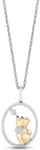 Round Round White Diamond 925 Sterling Silver 14k اثنين من الذهب اللامعة Pooh & Bee in Circle Netlace for Women’s in Saudi Arabia