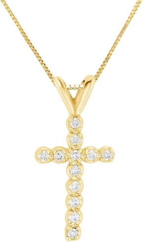 Diamond Floating Cross Pendant Necklace for Women 14K Gold (.12 CT TW) in Saudi Arabia