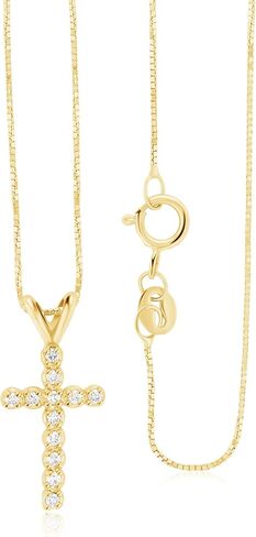 Diamond Floating Cross Pendant Necklace for Women 14K Gold (.12 CT TW) in Saudi Arabia