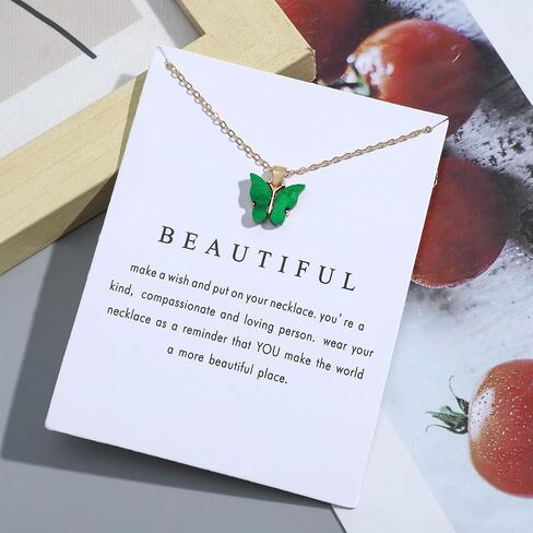NEWITIN 10 Pieces Colorful Butterfly Pendant Necklace Set for Women Costume Jewelry Gold Plated Adjustable Necklaces Bohemian Dainty Acrylic Butterfly Chain Necklace Set for Women in Saudi Arabia