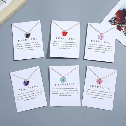 NEWITIN 10 Pieces Colorful Butterfly Pendant Necklace Set for Women Costume Jewelry Gold Plated Adjustable Necklaces Bohemian Dainty Acrylic Butterfly Chain Necklace Set for Women in Saudi Arabia