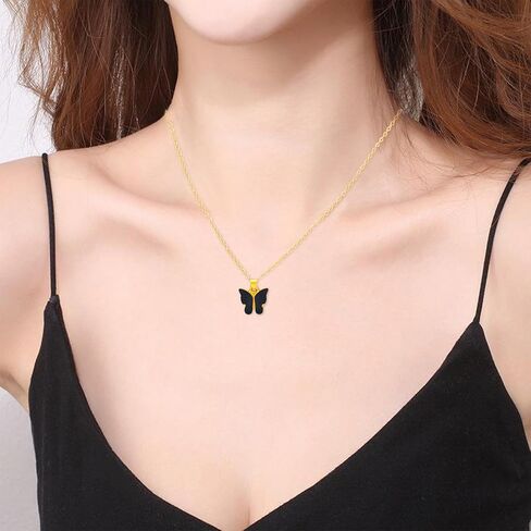 NEWITIN 10 Pieces Colorful Butterfly Pendant Necklace Set for Women Costume Jewelry Gold Plated Adjustable Necklaces Bohemian Dainty Acrylic Butterfly Chain Necklace Set for Women in Saudi Arabia