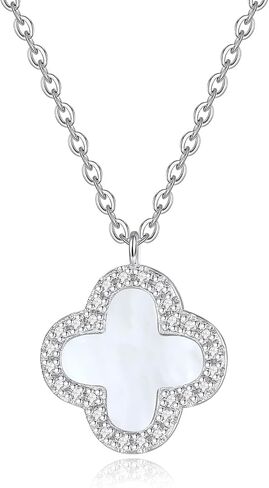 Moissanite Necklace 925 Sterling Silver Necklace Plated 18K White Gold Pendant Necklace For Women Valentines Day Gifts For Her in Kuwait