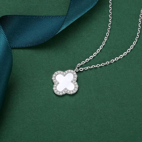 Moissanite Necklace 925 Sterling Silver Necklace Plated 18K White Gold Pendant Necklace For Women Valentines Day Gifts For Her in Kuwait