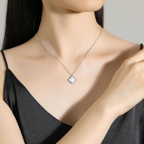 Moissanite Necklace 925 Sterling Silver Necklace Plated 18K White Gold Pendant Necklace For Women Valentines Day Gifts For Her in Kuwait