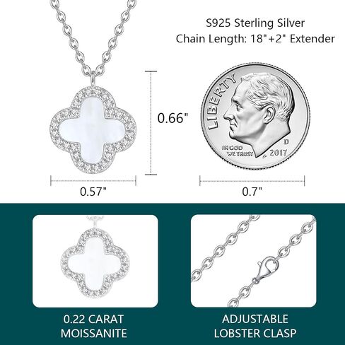 Moissanite Necklace 925 Sterling Silver Necklace Plated 18K White Gold Pendant Necklace For Women Valentines Day Gifts For Her in Kuwait