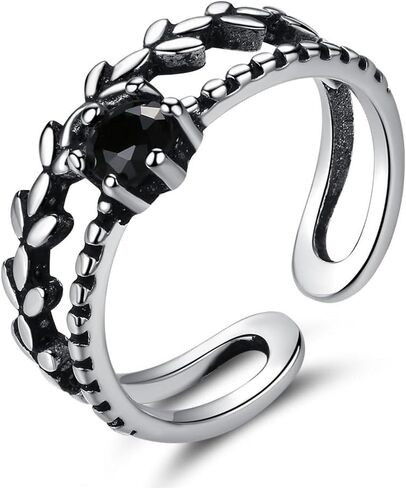 S925 STERLING SILVER SILVER RING OPN OPER RING-حلقة إبداعية للجنسين الحد الأدنى ، حلقة إصبع عصرية للرجال والنساء ، الحجم القابل للتعديل 4-8 in Saudi Arabia