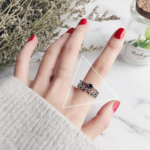 S925 STERLING SILVER SILVER RING OPN OPER RING-حلقة إبداعية للجنسين الحد الأدنى ، حلقة إصبع عصرية للرجال والنساء ، الحجم القابل للتعديل 4-8 in Saudi Arabia