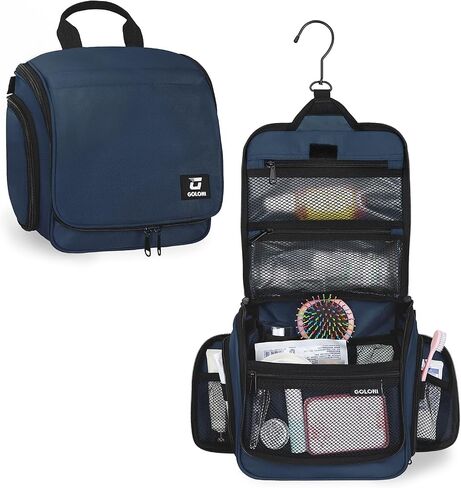 Goloni 10-Compartment Hanging Travel Toiletry Bag for Men & Women - Large Makeup & Toiletries Organizer with Smooth Zippers,XXL Swivel Metal Hook - Perfect for Travel, Camping, and Daily Use in Kuwait
