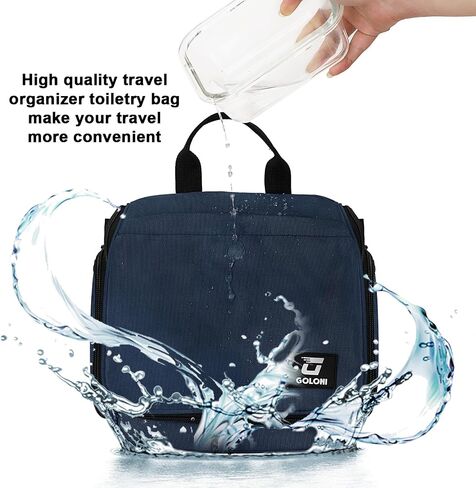 Goloni 10-Compartment Hanging Travel Toiletry Bag for Men & Women - Large Makeup & Toiletries Organizer with Smooth Zippers,XXL Swivel Metal Hook - Perfect for Travel, Camping, and Daily Use in Kuwait