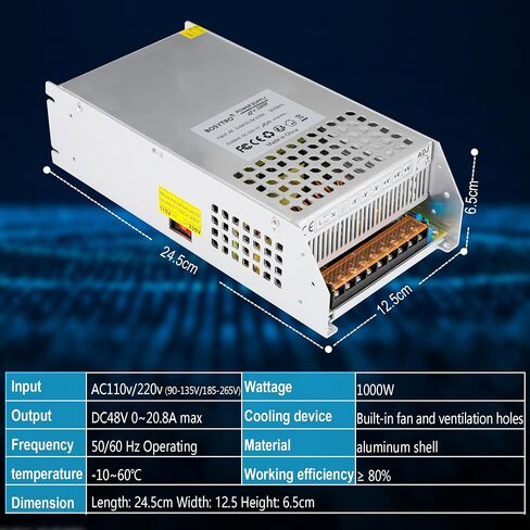 48V 12.5A 600W DC Switching Power Supply, Universal Regulated Switching AC110V/220V (SMPS),48 Volt Power Supply for LED Light Strip,Lighting Equipment, Camera Security System,Computer Project in Saudi Arabia