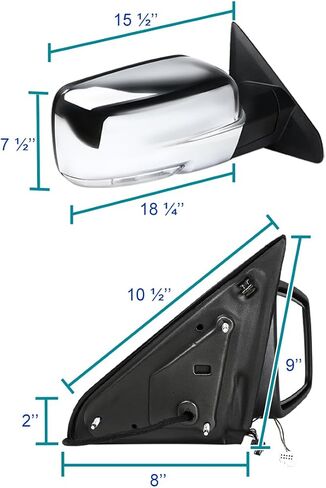 مواصفات توليف الإشارة LED LED طية الحرارة الكروم اليمنى على جانب الراكب مرآة متوافقة مع 2013-2019 دودج رام 1500 in Kuwait