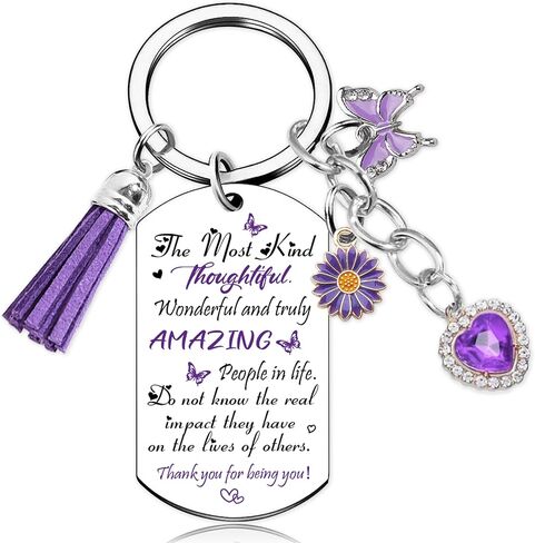 Best Friend Birthday Gifts for Women - Inspirational Friendship Keychain Purple Butterfly Charm Gift for Female Friends, Long Distance Graduation Going Away Thank You Themed Keyring for Bestie in Saudi Arabia
