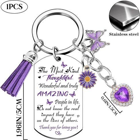 Best Friend Birthday Gifts for Women - Inspirational Friendship Keychain Purple Butterfly Charm Gift for Female Friends, Long Distance Graduation Going Away Thank You Themed Keyring for Bestie in Saudi Arabia
