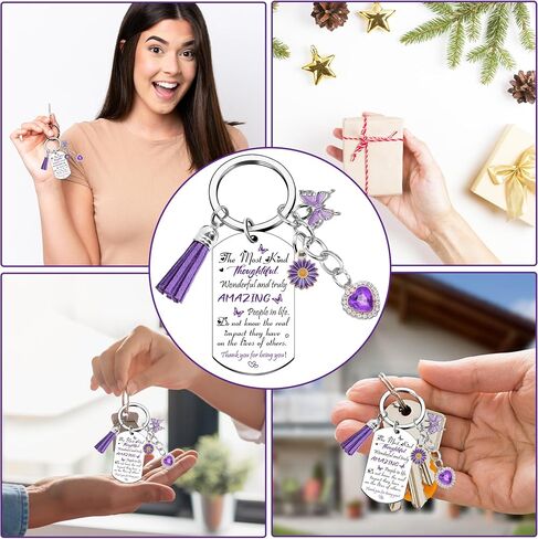 Best Friend Birthday Gifts for Women - Inspirational Friendship Keychain Purple Butterfly Charm Gift for Female Friends, Long Distance Graduation Going Away Thank You Themed Keyring for Bestie in Saudi Arabia