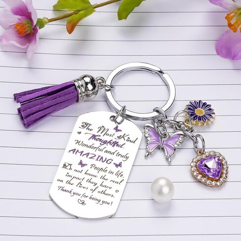 Best Friend Birthday Gifts for Women - Inspirational Friendship Keychain Purple Butterfly Charm Gift for Female Friends, Long Distance Graduation Going Away Thank You Themed Keyring for Bestie in Saudi Arabia