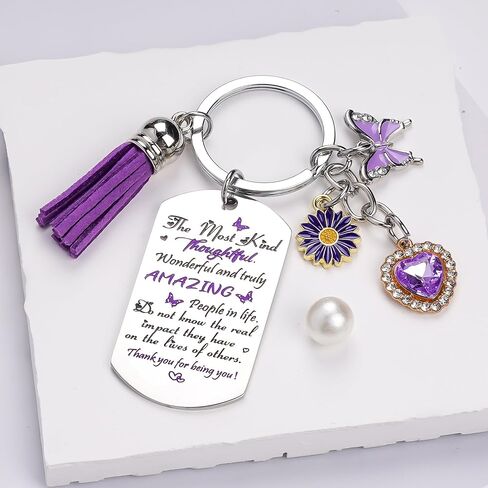 Best Friend Birthday Gifts for Women - Inspirational Friendship Keychain Purple Butterfly Charm Gift for Female Friends, Long Distance Graduation Going Away Thank You Themed Keyring for Bestie in Saudi Arabia