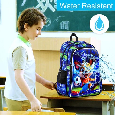 3PCS Boys Dog Backpack, Water Resistant Kids Soccer Bookbag Set with Lunch Box，Cute School Bag for Preschool Toddler in Kuwait
