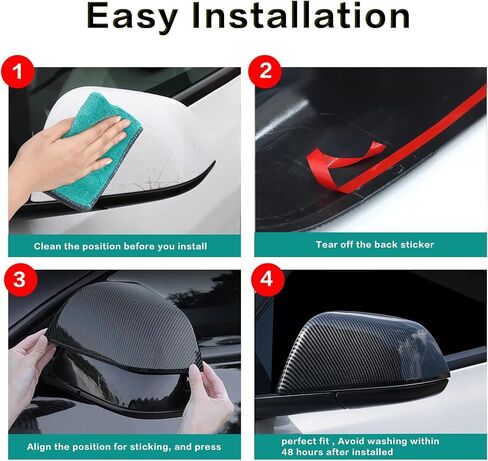 Rearview Mirror Guard Cover for 2020-2024 Tesla Model Y Side Mirror Cover External Accessories (Glossy Black, Model Y) in Saudi Arabia