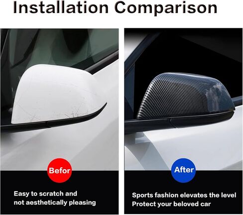 Rearview Mirror Guard Cover for 2020-2024 Tesla Model Y Side Mirror Cover External Accessories (Glossy Black, Model Y) in Saudi Arabia