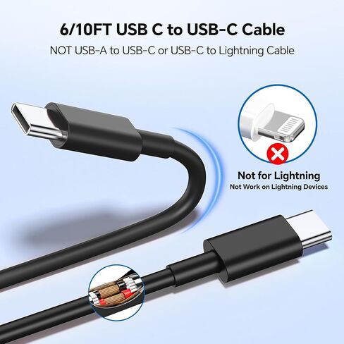 أنا شاحن الهاتف الشاحن السريع ، 2Pack Type C Charger Charger Fast Charging ، 60W 10ft USB C Cable ، 20W USBC كتلة ، متوافقة مع i Phone 15/16 Pro/Max/Plus - Blue Green in Kuwait