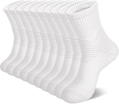Compression Socks Men 5 Pairs, Cotton Athletic Crew Socks Cushioned Sports Running-Arch Support Work Socks Size 8-10 in Saudi Arabia