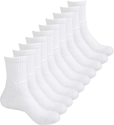 Compression Socks Men 5 Pairs, Cotton Athletic Crew Socks Cushioned Sports Running-Arch Support Work Socks Size 8-10 in Saudi Arabia