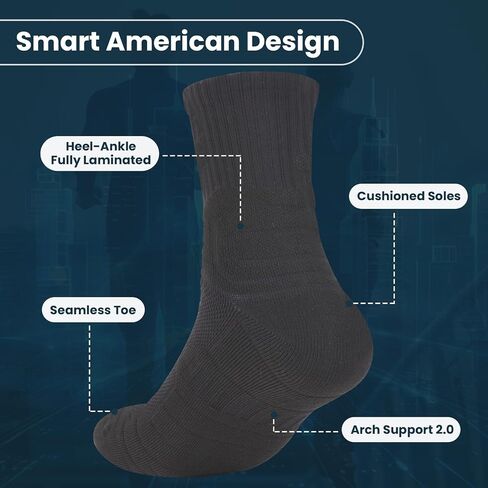 Compression Socks Men 5 Pairs, Cotton Athletic Crew Socks Cushioned Sports Running-Arch Support Work Socks Size 8-10 in Saudi Arabia