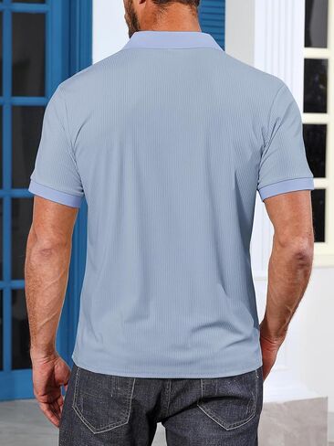 Angbater Men's Polo Shirts V Neck Fashion Casual Short Sleeve Textured Collared Golf T-Shirts in Kuwait