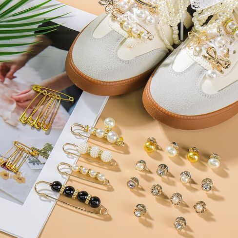 دبابيس AIERSA ساحرة لجوارب الأحذية، 106 قطعة من أزرار دبابيس بروش اللؤلؤ، دبابيس سحر الجوارب غير المرغوب فيها، دبابيس أحذية أنيقة للنساء، ملابس الجوارب والأحذية، تزيين القبعات in Kuwait