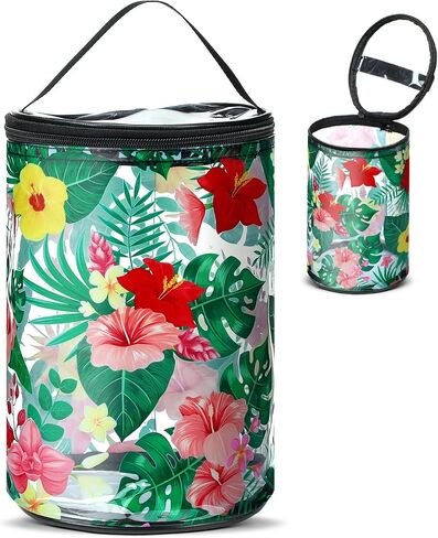 Beach Gifts Heavy Duty Clear Lotion Toiletry Bags for Travel Sunscreen Makeup Cosmetic Pouch Cylinder Bag Waterproof Portable Trip Bag with Handle Zipper(Beach Life) in Kuwait