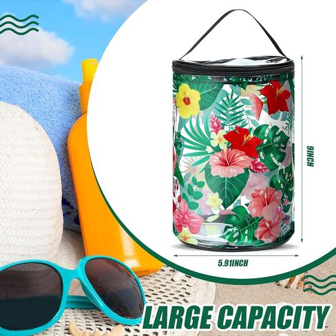 Beach Gifts Heavy Duty Clear Lotion Toiletry Bags for Travel Sunscreen Makeup Cosmetic Pouch Cylinder Bag Waterproof Portable Trip Bag with Handle Zipper(Beach Life) in Kuwait