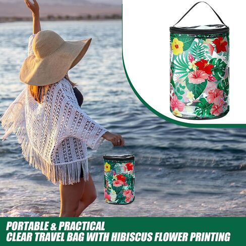 Beach Gifts Heavy Duty Clear Lotion Toiletry Bags for Travel Sunscreen Makeup Cosmetic Pouch Cylinder Bag Waterproof Portable Trip Bag with Handle Zipper(Beach Life) in Kuwait