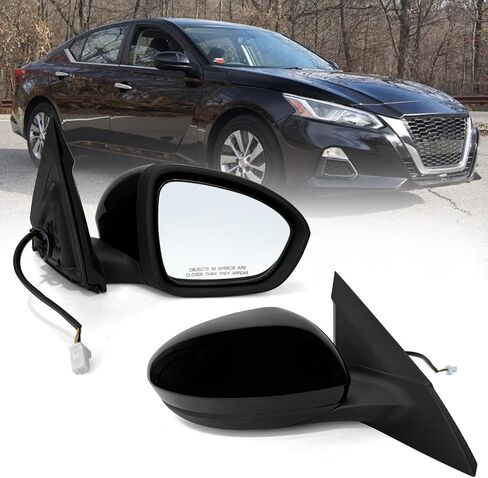 تجميع المرآة الجانبية لبرنامج السائق الأيسر 2019 2020 2021 2022 2023 2024 Nissan Altima سيدان مع دليل زجاجي قابلة للطي مطابقة أسود استبدال NI1320311 (3 دبابيس) in Saudi Arabia