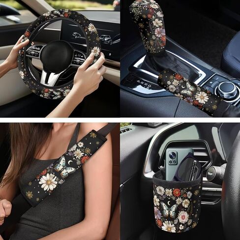 غطاء عجلة القيادة الفراشات 10 باك باك باك بيربل أوتتو الداخلية مع غطاء حزام الأمان ، وقوادف ، وفرملة اليد وأغطية التحول ، وسلسلة المفاتيح لشاحنة سيارة سيدان مركبة سيارات الدفع الرباعي in Kuwait