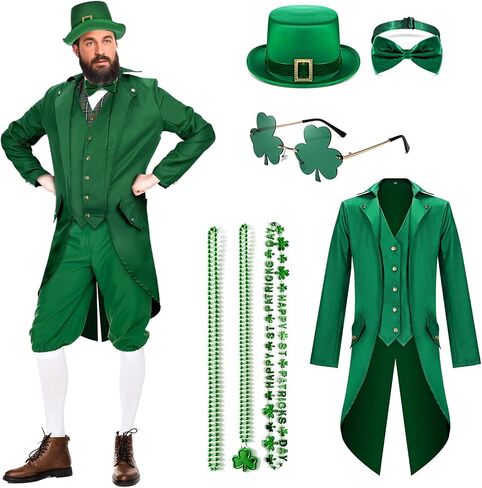 أزياء القديس باتريكز يوم البالغين الرجال الأخضر سانت سانت باتريك ملابس السترة سترة steampunk tailcoat للرجال in Kuwait
