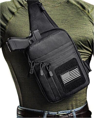 LINKA Tactical Sling Bag for Men - Spacious CCW Sling Bag with Secure Chest Holster - Durable EDC Shoulder Bag for Everyday Use, Range, Hiking, and Outdoors in Saudi Arabia