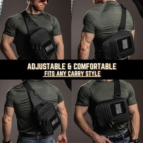 LINKA Tactical Sling Bag for Men - Spacious CCW Sling Bag with Secure Chest Holster - Durable EDC Shoulder Bag for Everyday Use, Range, Hiking, and Outdoors in Saudi Arabia