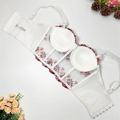 Women Vintage Mesh Camisole Outer Wear Embroidery Flowers Colorful Short Cropped Tank Tops in Saudi Arabia