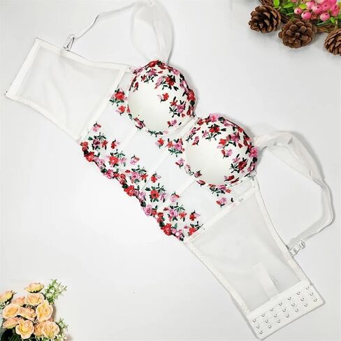 Women Vintage Mesh Camisole Outer Wear Embroidery Flowers Colorful Short Cropped Tank Tops in Saudi Arabia