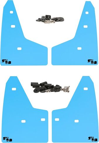 Rokblokz Mud Dail for 2016-2018 Ford Focus RS - مجموعة من 4 ألوان متعددة متوفرة - حراس الطين مقطوعون وملاءمة - يشمل جميع أجهزة التثبيت (الأزرق الفاتح مع شعار أسود) in Kuwait