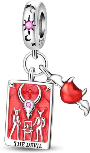 LNQOBU 925 Sterling Silver Charms for Bracelets & Necklaces 5A Cubic Zirconia Tarot Cards Dangle Pendant,Charms Beads Gift for Women Jewelry in Saudi Arabia