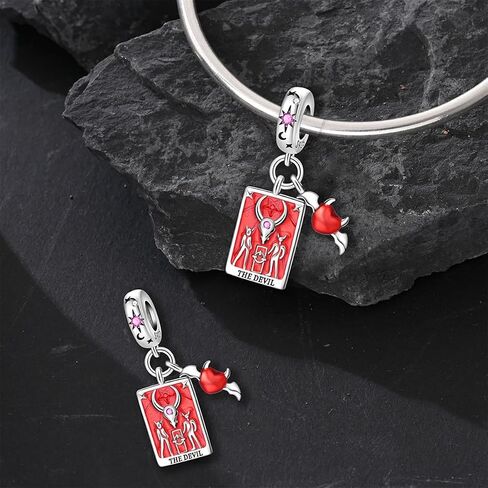 LNQOBU 925 Sterling Silver Charms for Bracelets & Necklaces 5A Cubic Zirconia Tarot Cards Dangle Pendant,Charms Beads Gift for Women Jewelry in Saudi Arabia