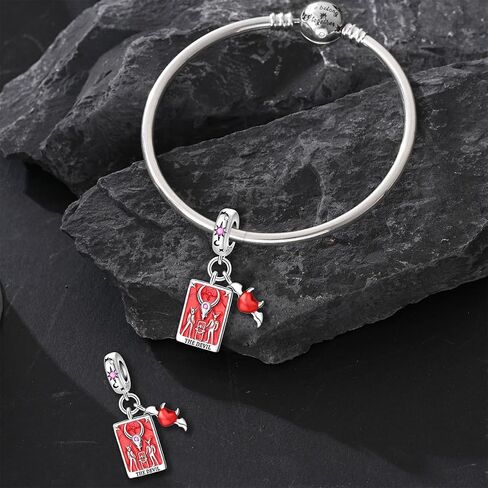 LNQOBU 925 Sterling Silver Charms for Bracelets & Necklaces 5A Cubic Zirconia Tarot Cards Dangle Pendant,Charms Beads Gift for Women Jewelry in Saudi Arabia