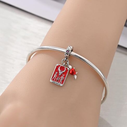 LNQOBU 925 Sterling Silver Charms for Bracelets & Necklaces 5A Cubic Zirconia Tarot Cards Dangle Pendant,Charms Beads Gift for Women Jewelry in Saudi Arabia