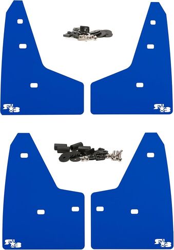 Rokblokz Mud Dail for 2016-2018 Ford Focus RS - مجموعة من 4 ألوان متعددة متوفرة - حراس الطين مقطوعون وملاءمة - يشمل جميع أجهزة التثبيت (الأزرق الفاتح مع شعار أسود) in Kuwait