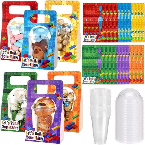 Zhehao 24 Pack Drink Carrier Bag مع مقبض وأكواب بلاستيكية واضحة ، ومقبض أكياس الشرب ، وأكياس الكؤوس القابلة لإعادة الاستخدام. in Saudi Arabia