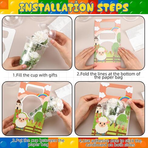 Zhehao 24 Pack Drink Carrier Bag مع مقبض وأكواب بلاستيكية واضحة ، ومقبض أكياس الشرب ، وأكياس الكؤوس القابلة لإعادة الاستخدام. in Saudi Arabia
