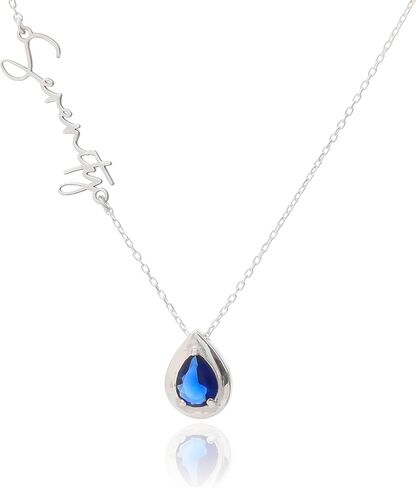 Personalized Birthstone Necklace with Name, 925 Sterling Silver Gold Plated Custom Sideways Name Necklace, Jewelry Gift for Mom Mother Grandma Valentines Mothers Day Birthday Friend in Saudi Arabia